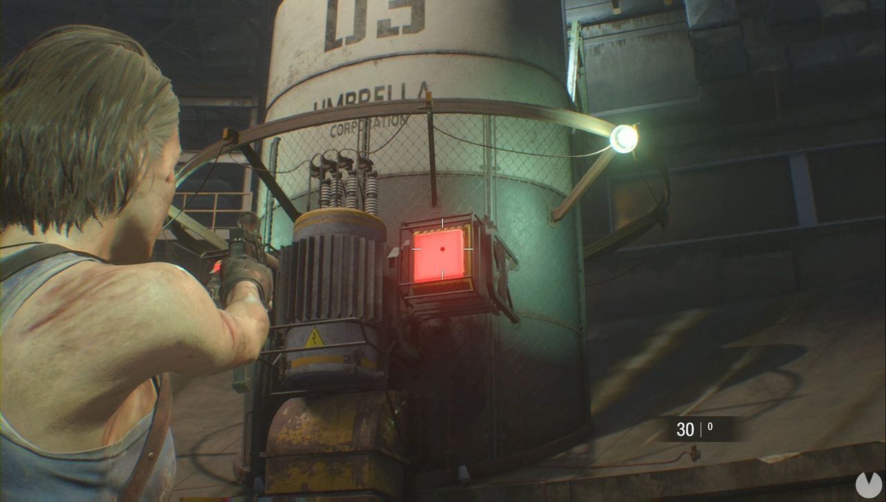 Resident Evil 3 Remake - Nemesis Stage 2: red lights on the tanks