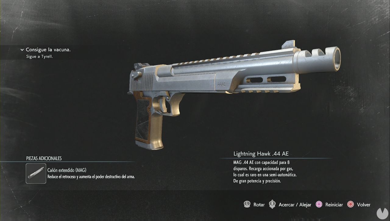 Resident Evil 3 Remake - Attachments: fully upgraded .44 AE Lightning Hawk