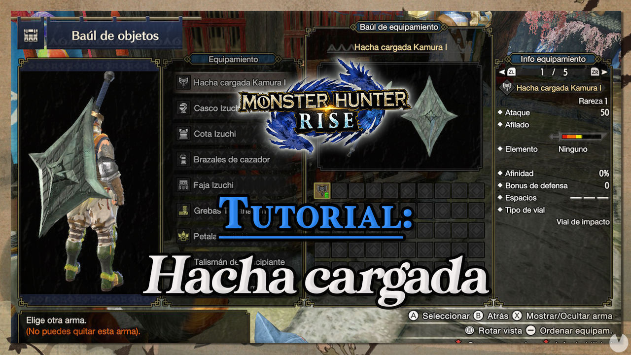 Hacha cargada en Monster Hunter Rise: Tutorial y combos - Monster Hunter Rise