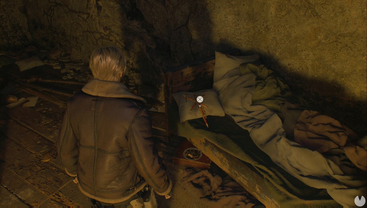 Resident Evil 4 Remake - Chapter 1: bloodstained crucifix on the bed