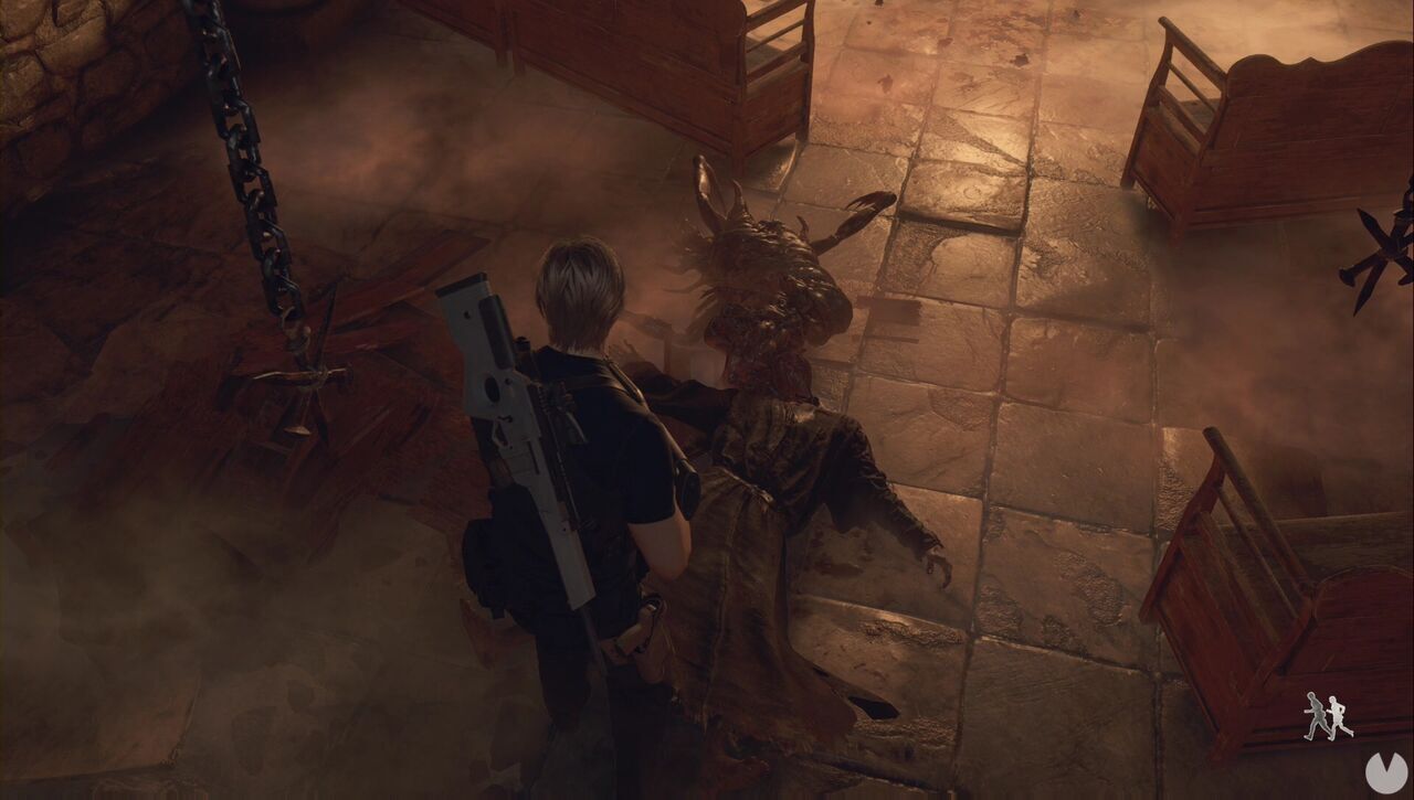 Resident Evil 4 Remake - Chapter 7: dead Ganado with a giant Plaga