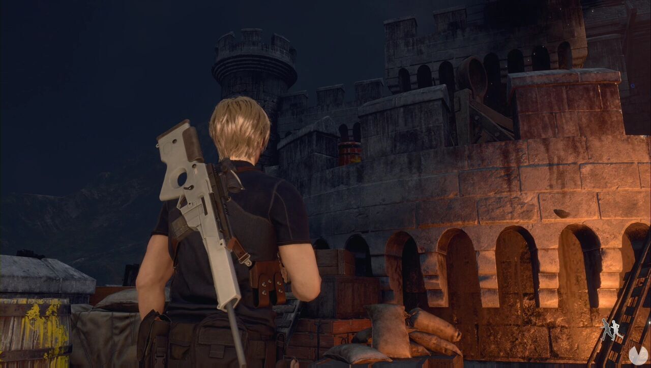 Resident Evil 4 Remake - Chapter 7: red barrel beside a catapult