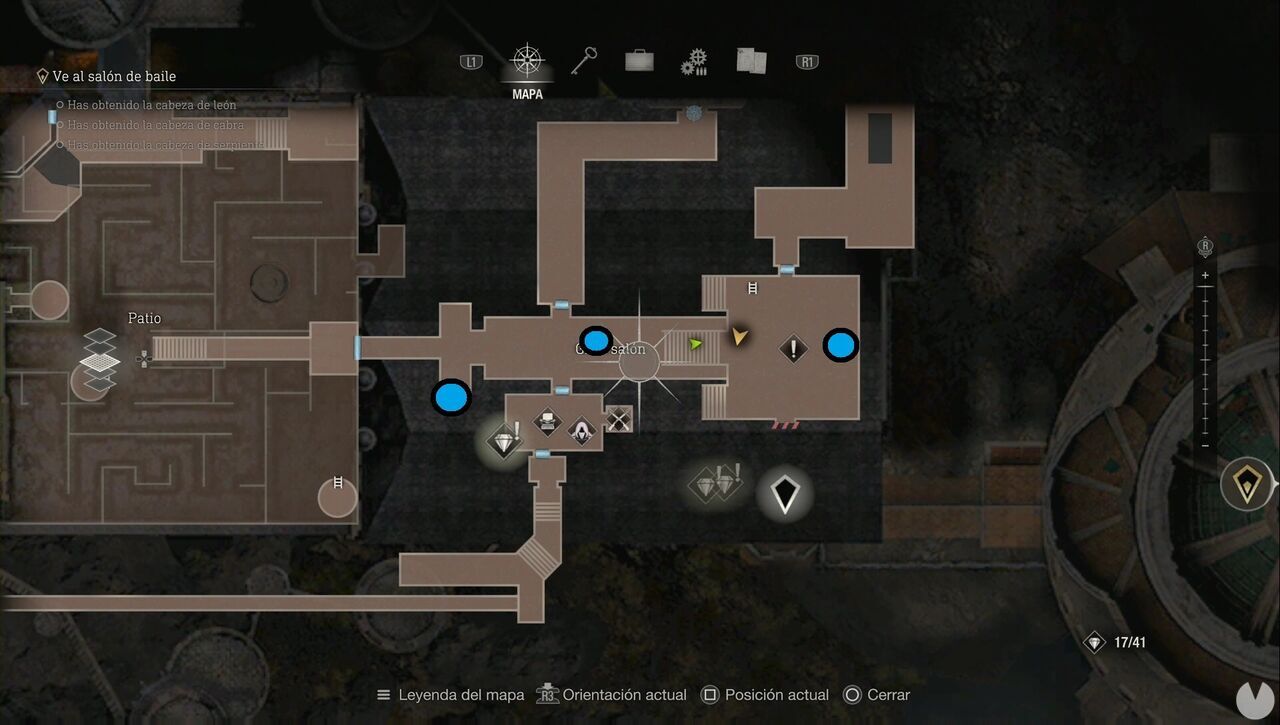 Resident Evil 4 Remake - Blue Medallions in the Grand Hall: locations of the three medallions in the central area