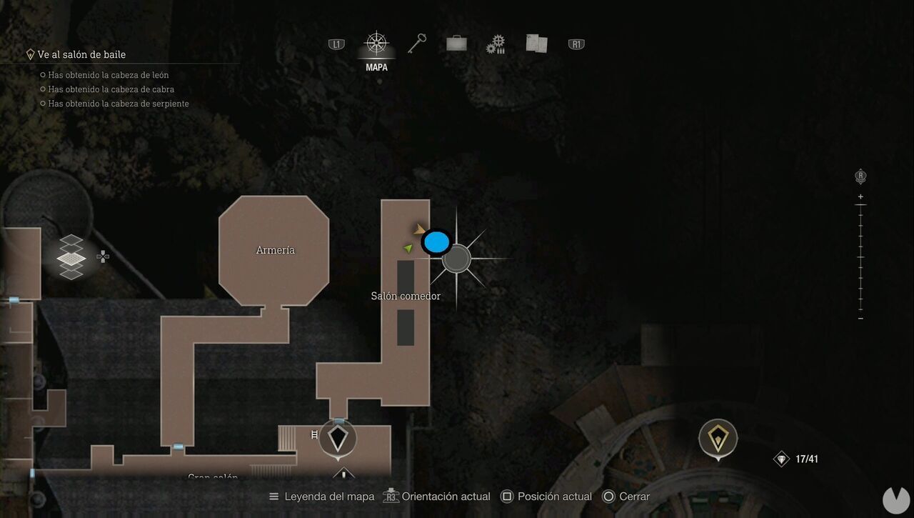 Resident Evil 4 Remake - Blue Medallions in the Grand Hall: location of the Dining Hall medallion