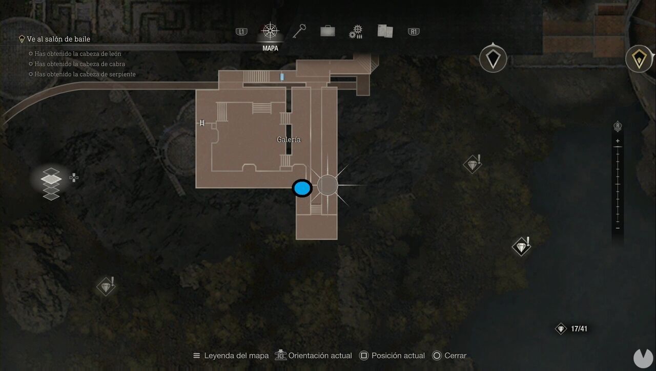 Resident Evil 4 Remake - Blue Medallions in the Grand Hall: location of the Gallery medallion
