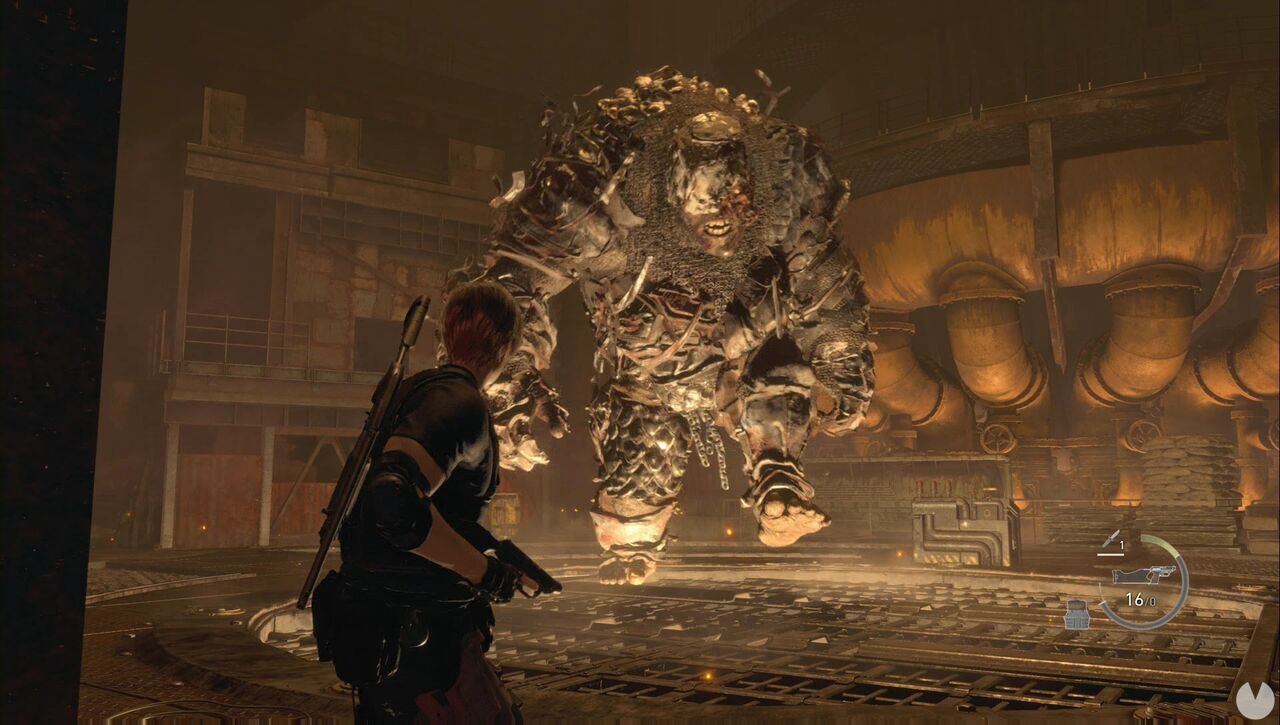 Resident Evil 4 Remake - Chapter 11: armoured giant approaching Leon