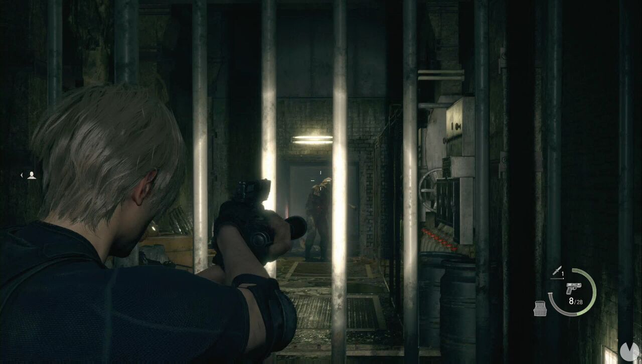 Resident Evil 4 Remake - Chapter 14: enemies heading down the corridor towards Ashley