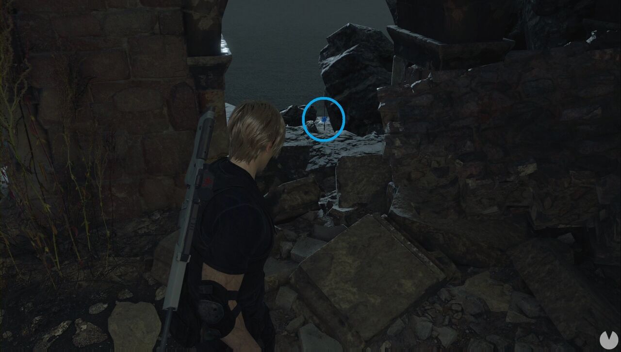 Resident Evil 4 Remake - Blue Medallions at the Cliffside Ruins: location of medallion #03