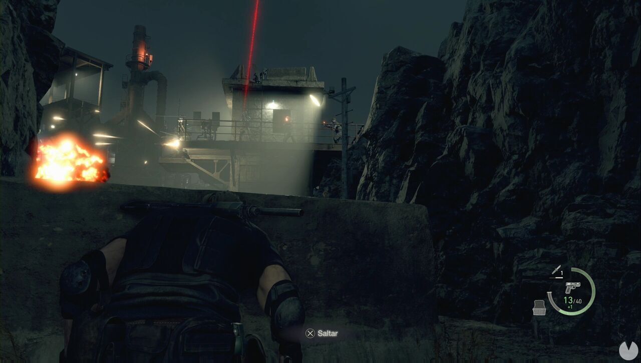 Resident Evil 4 Remake - Chapter 15: Leon crouches in front of a checkpoint