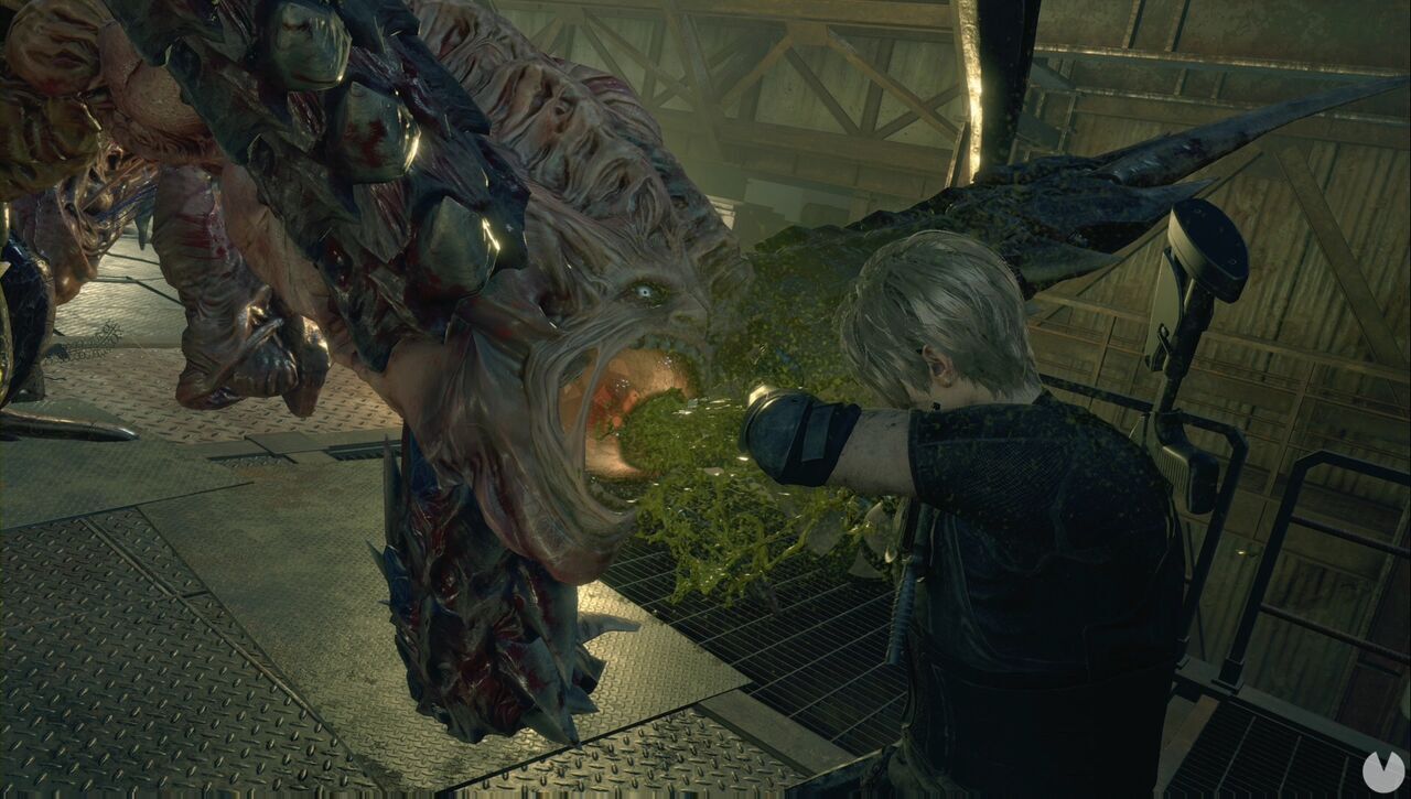 Resident Evil 4 Remake - Chapter 16: Leon stabs the eye inside Saddler's mouth