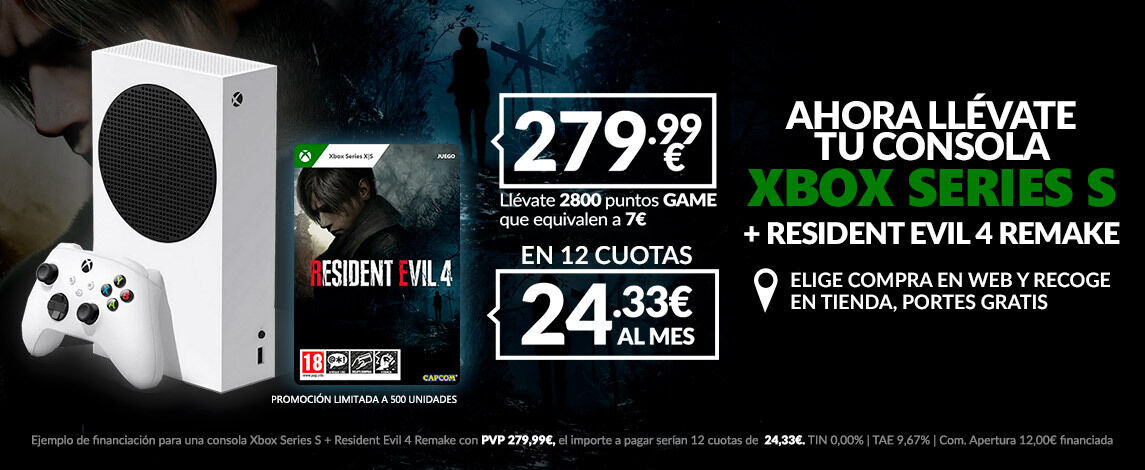 Consigue el pack Xbox Series S y Resident Evil 4 Remake en GAME por sólo 279,99 euros. Noticias en tiempo real