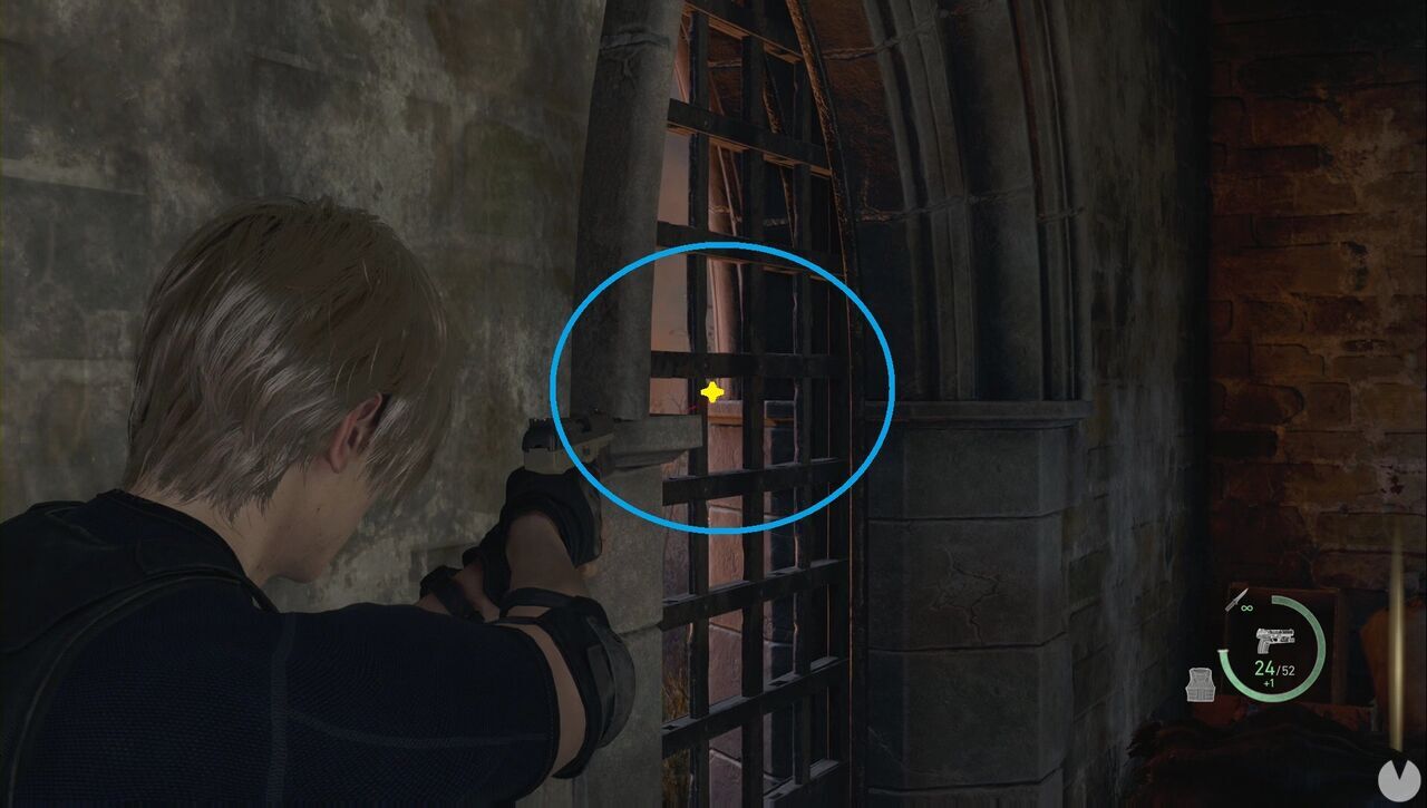 Resident Evil 4 Remake - Battlements skip: where to shoot to raise the gate