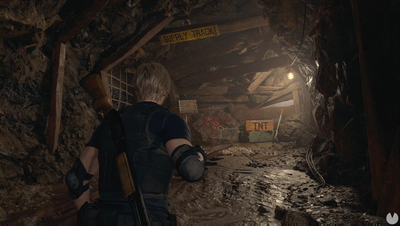 Resident Evil 4 Remake - Mines skip: wall you must destroy