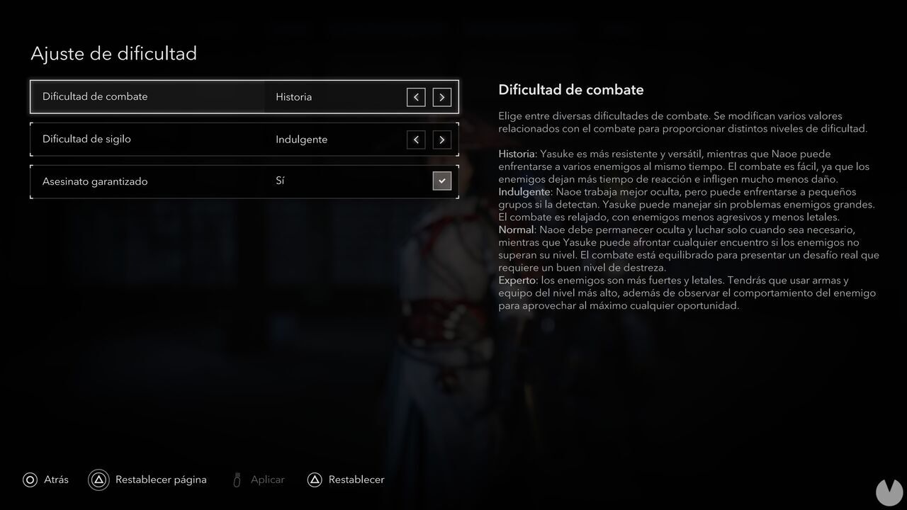 Assassin's Creed Shadows - Ajuste de dificultad y personalización del nivel de desafío