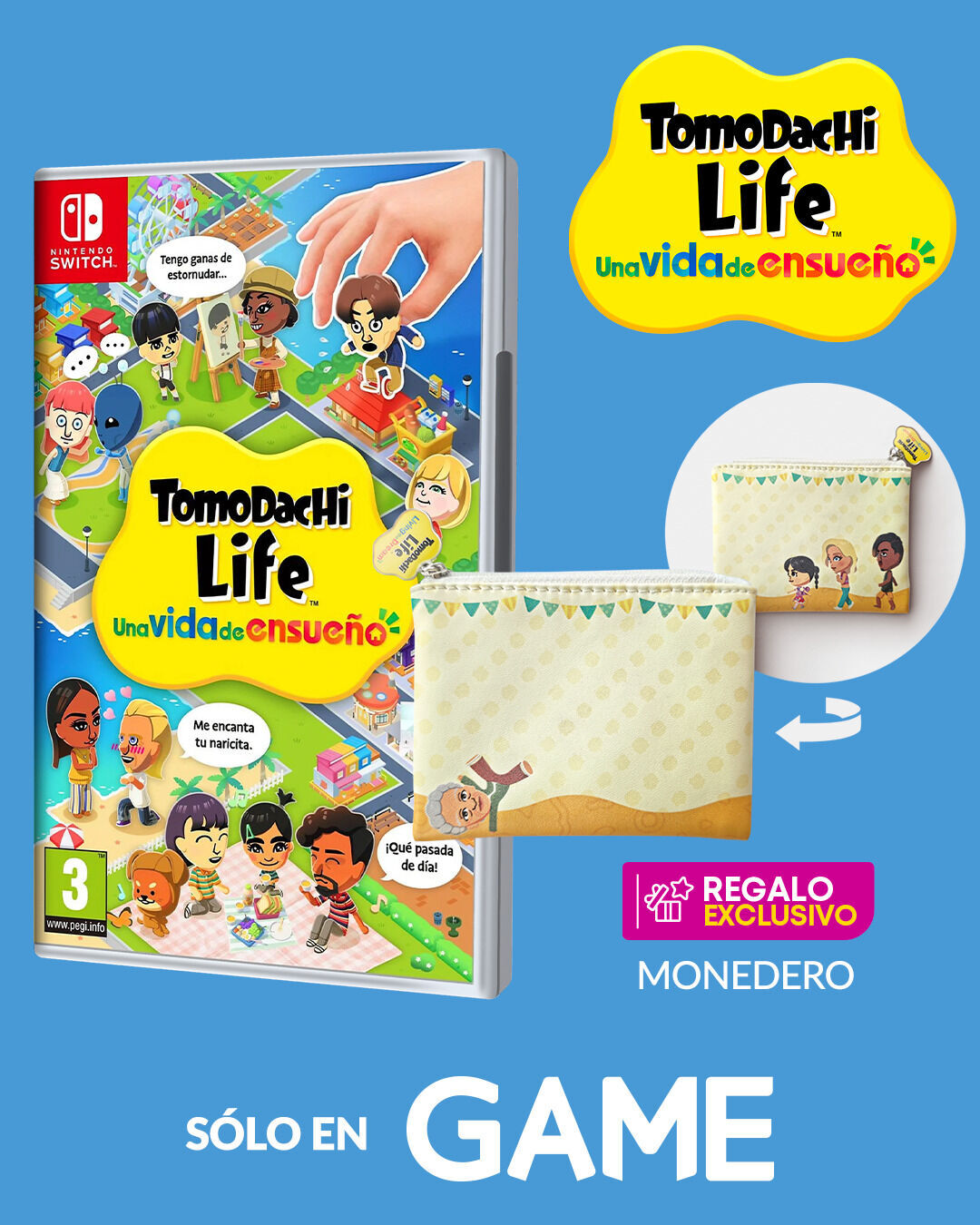Reserva Tomodachi Life: Una vida de ensueño en GAME y llévate un monedero exclusivo de regalo