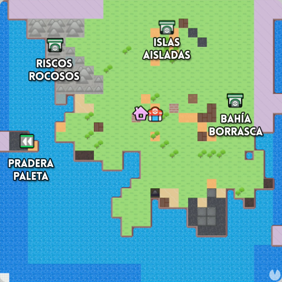 Pok�mon Pokopia - Map and access gates in the Withered Wasteland