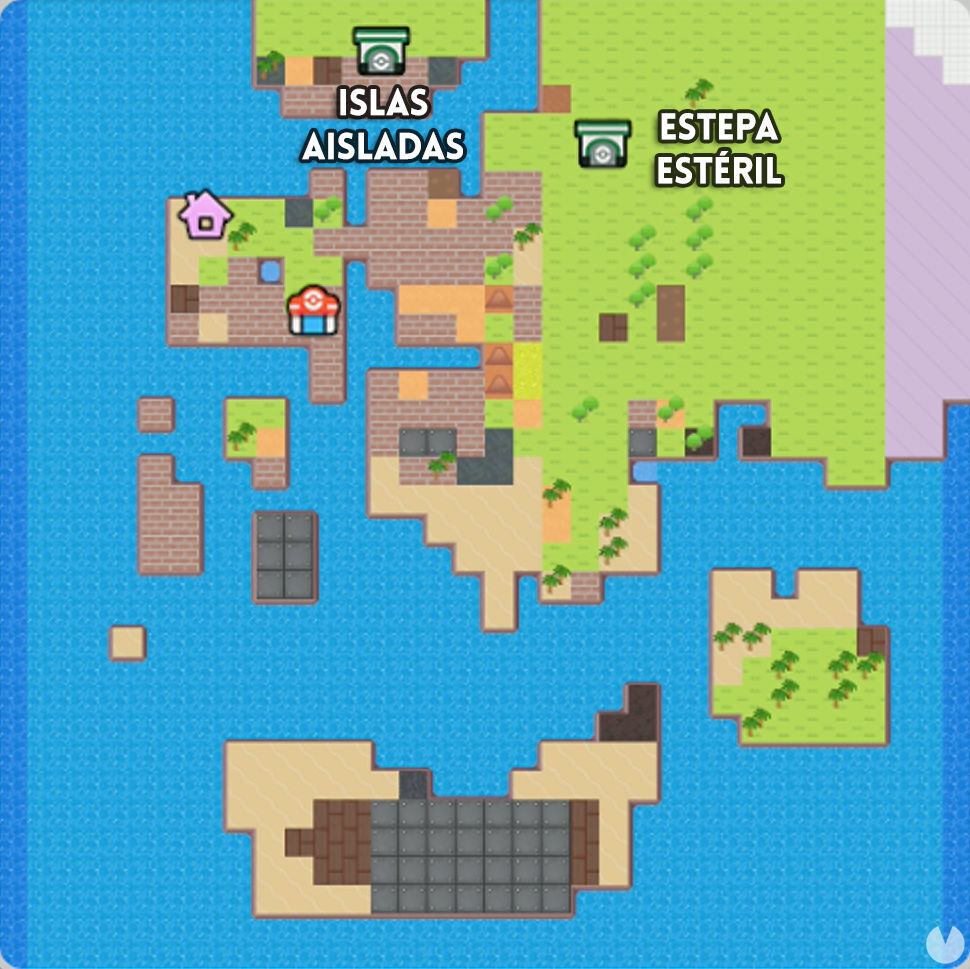 Pok�mon Pokopia - Map and access gates in Bleak Beach