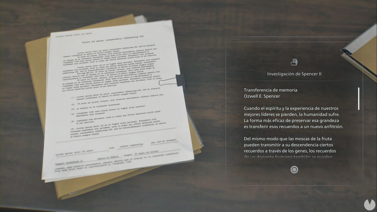 Resident Evil Requiem - Easter eggs, document mentioning the hypothesis of transferring memories through the T-virus