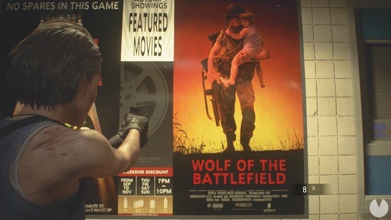 Resident Evil Requiem - Easter eggs, Wolf of the Battlefield poster on the subway platform in Resident Evil 3 Remake