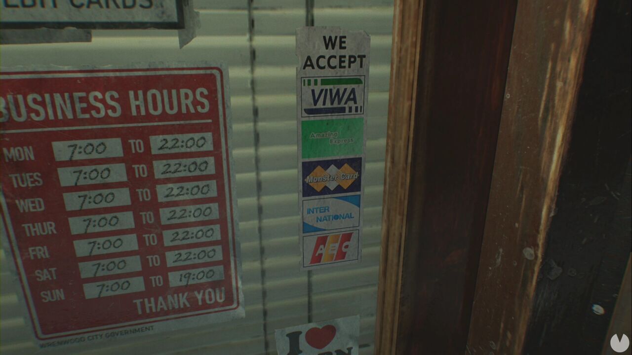 Resident Evil Requiem - Easter eggs, brand advertisements in one of the shops on Wrenwood's main street
