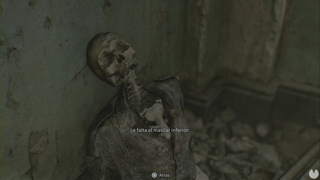 Resident Evil Requiem - Easter eggs, jawless skeleton in the southwestern corner of the police station's ground floor