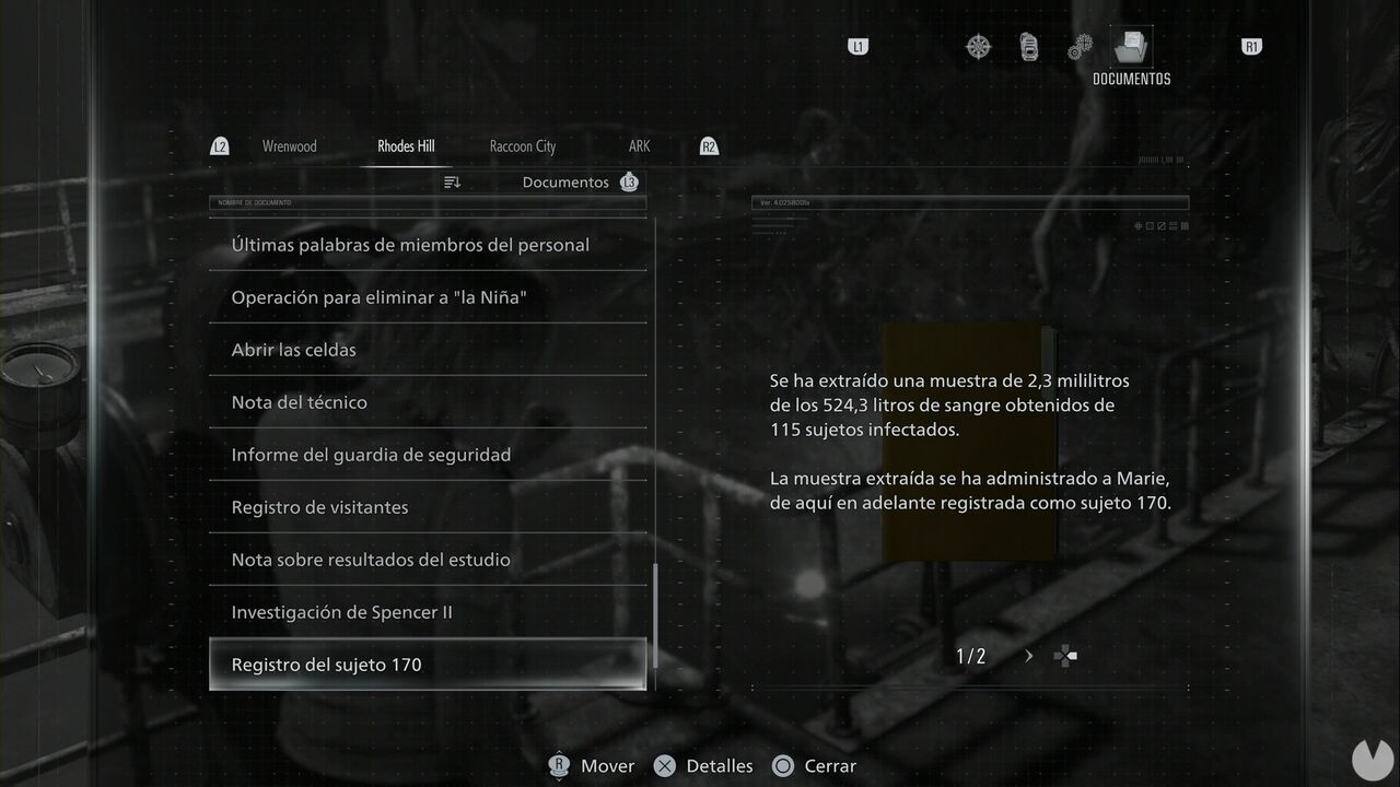 Resident Evil Requiem - The Final Puzzle, screenshot of the Subject 170 Log document