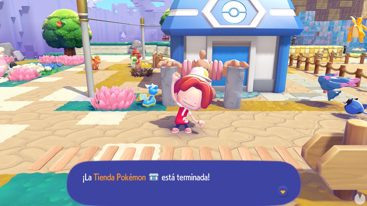 Pok�mon Pokopia - Building a Pok� Mart to buy items from Pok�mon with the Trade specialty