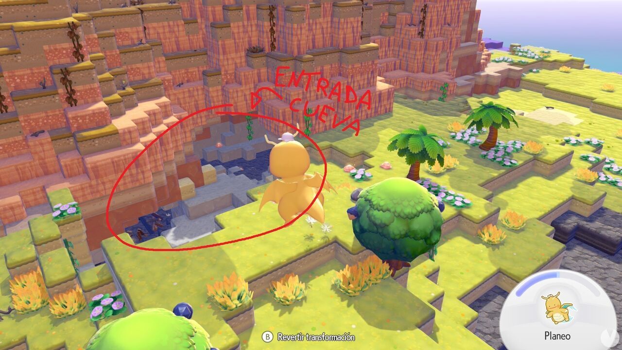 Pok�mon Pokopia - Entrance to the Dream Island underground cave where Raikou, Entei, and Suicune can appear
