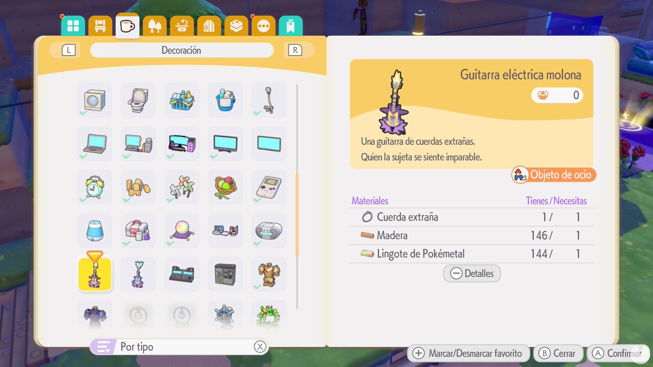 Pok�mon Pokopia - Crafting recipe for the Cool Electric Guitar and Cool Bass Guitar