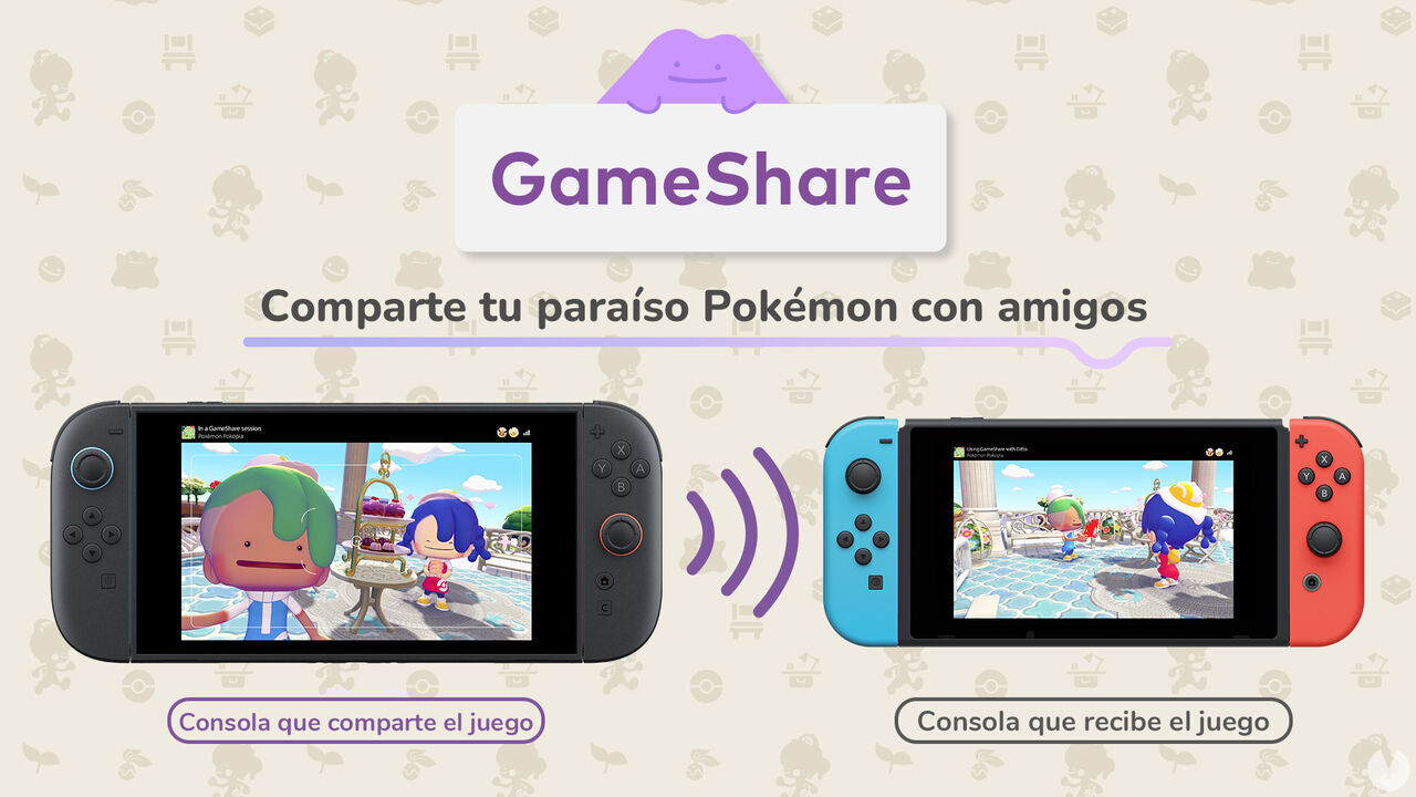GameShare feature for playing Pok�mon Pokopia cooperatively