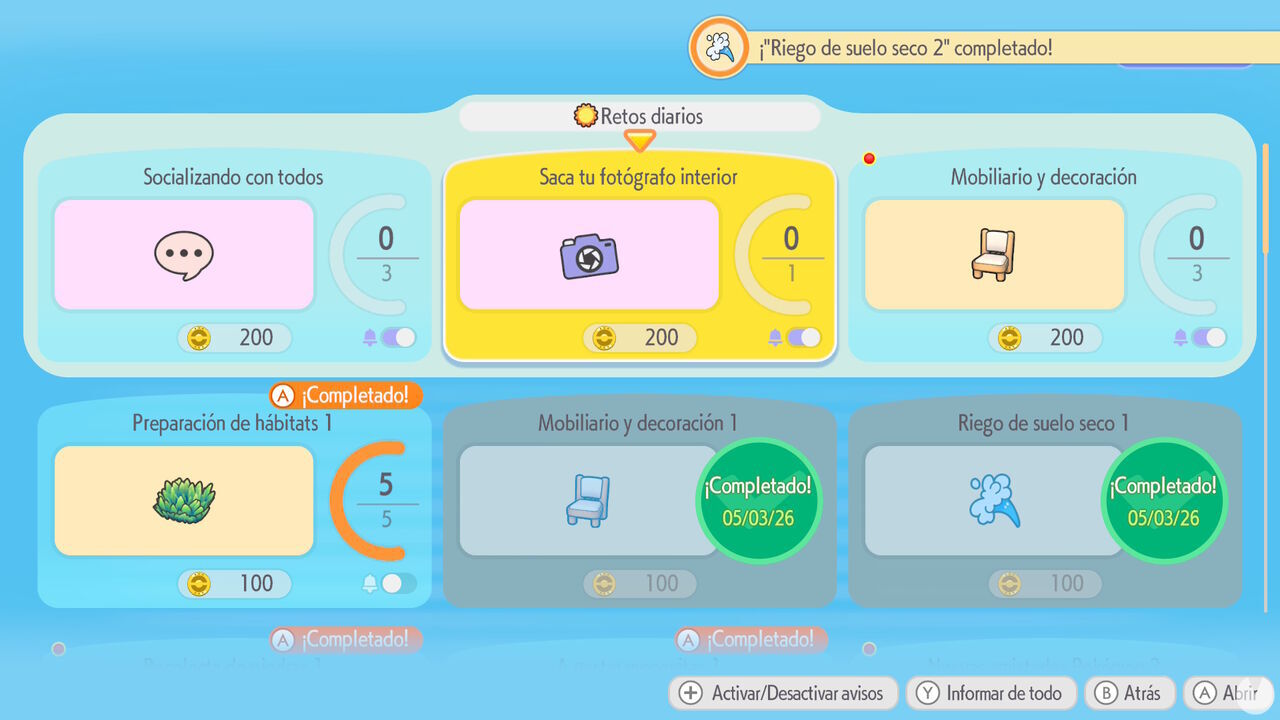 Pok�mon Pokopia - Completing different daily challenges to obtain Life Coins