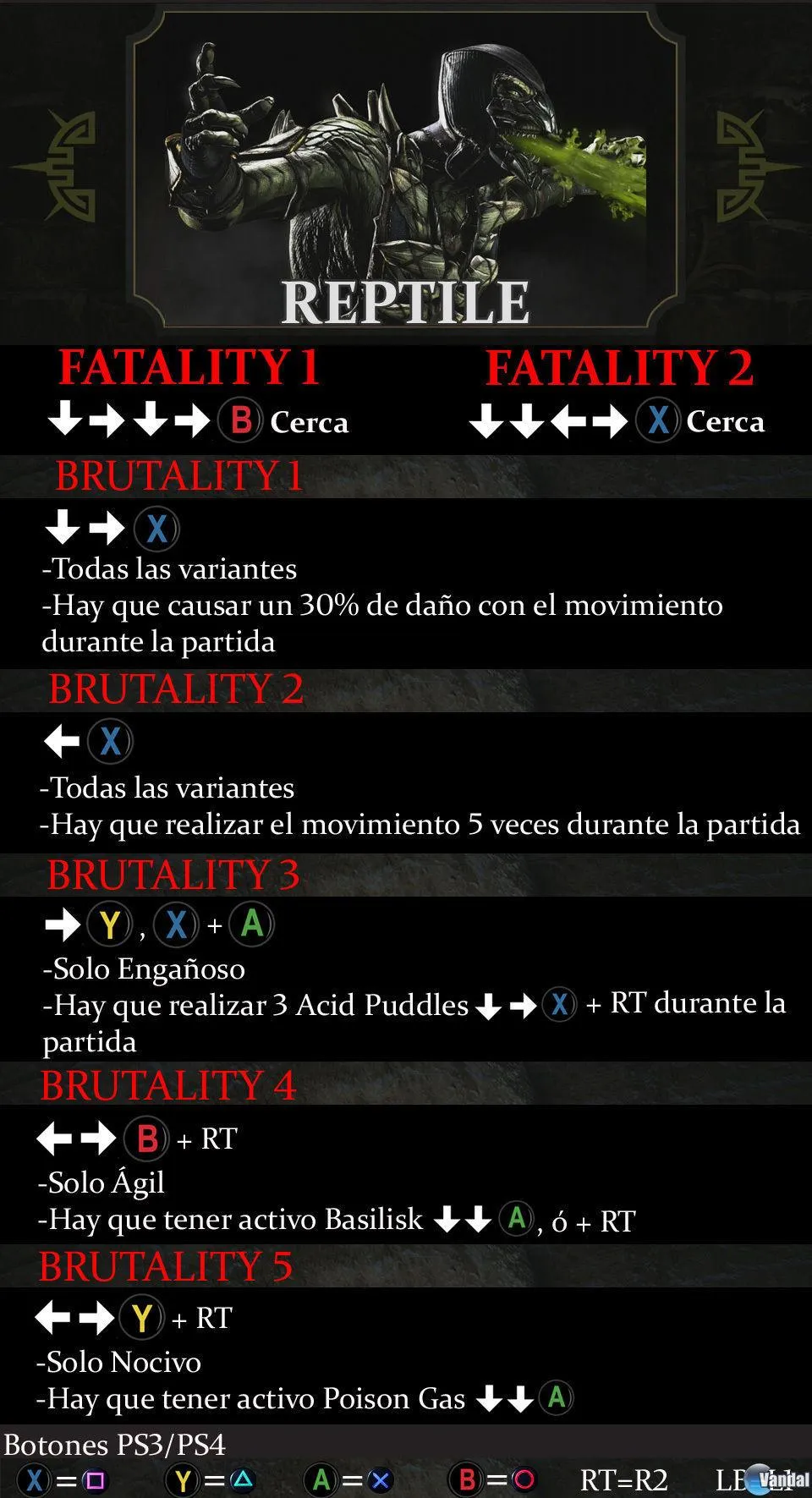 terminado bulto Fortalecer Reptile Mortal Kombat X - Guía