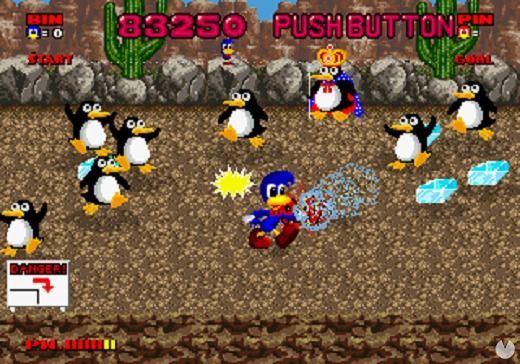 Ping�inos en el desierto tejano. Con un par, Sega.