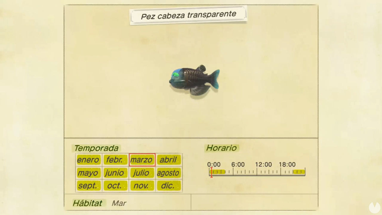Cómo pescar al Pez cabeza transparente en Animal Crossing: New Horizons