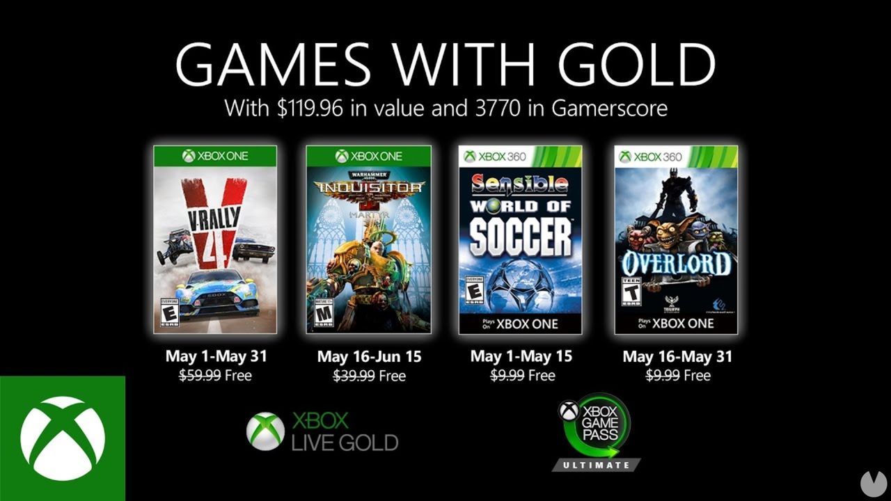 Estos serán los Juegos de Xbox Live Gold en mayo de 2020