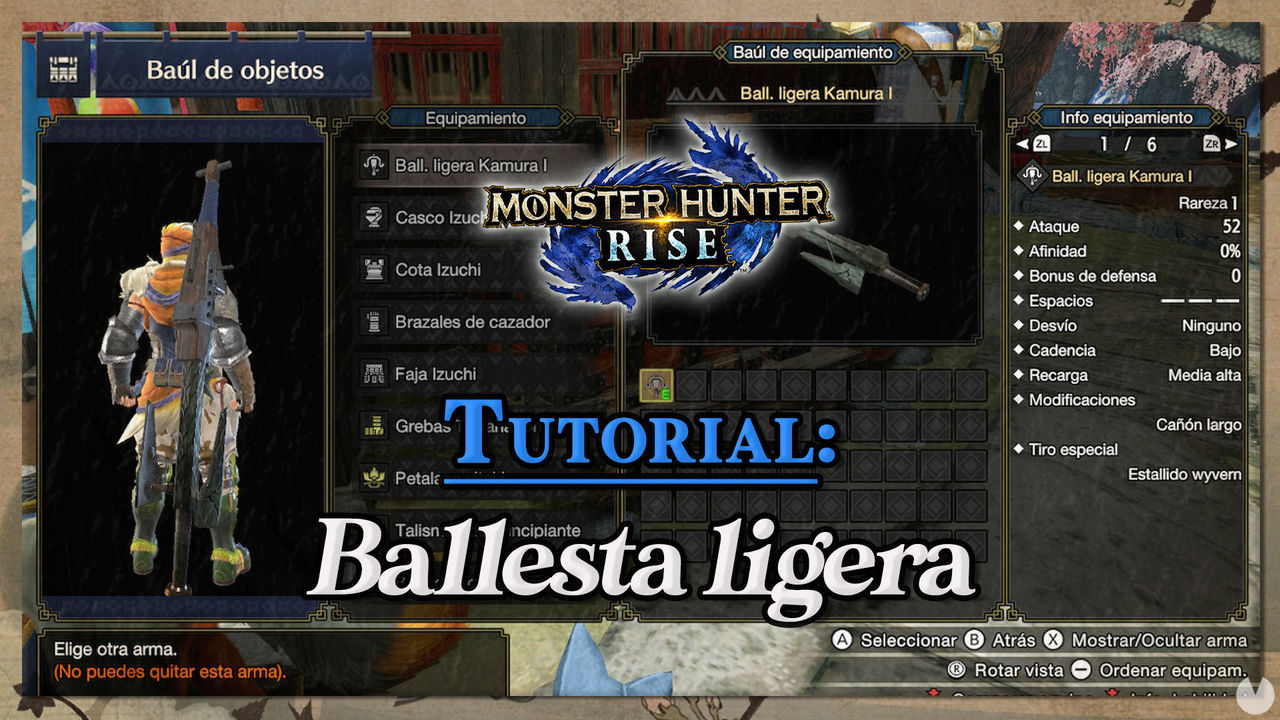 Ballesta ligera en Monster Hunter Rise: Tutorial y controles - Monster Hunter Rise