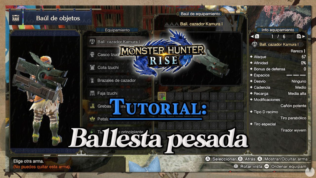 Ballesta pesada en Monster Hunter Rise: Tutorial y controles - Monster Hunter Rise