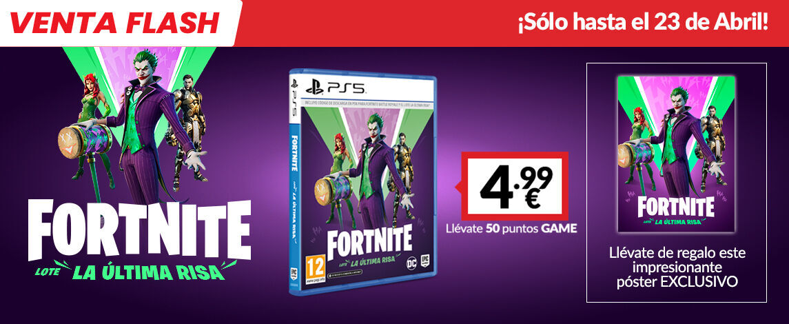 Consigue Fortnite: Lote La Última Risa de PS5 en GAME por sólo 4,99 euros. Noticias en tiempo real