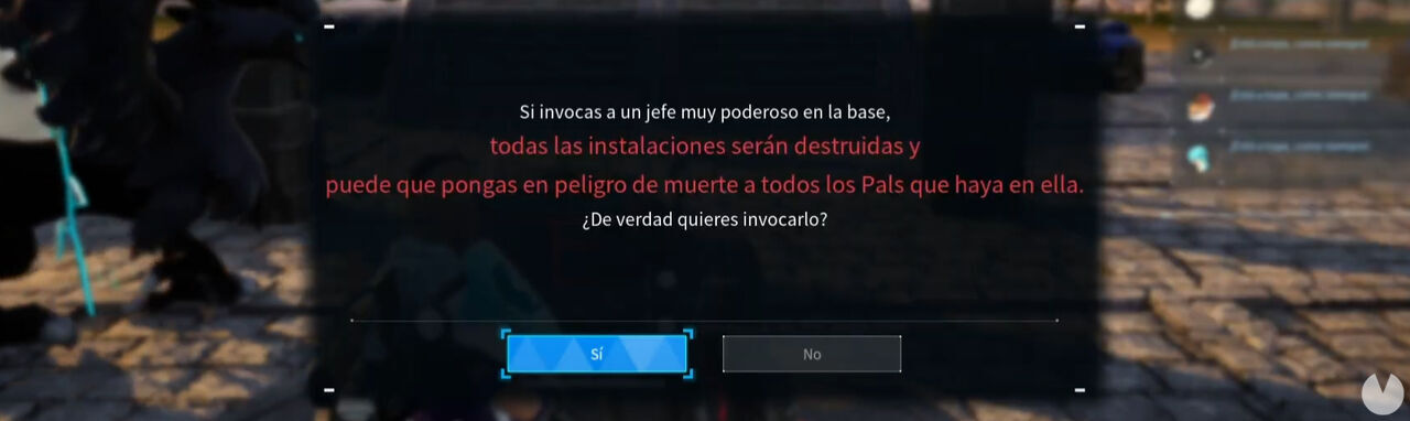 Palworld - Warning shown before starting a raid