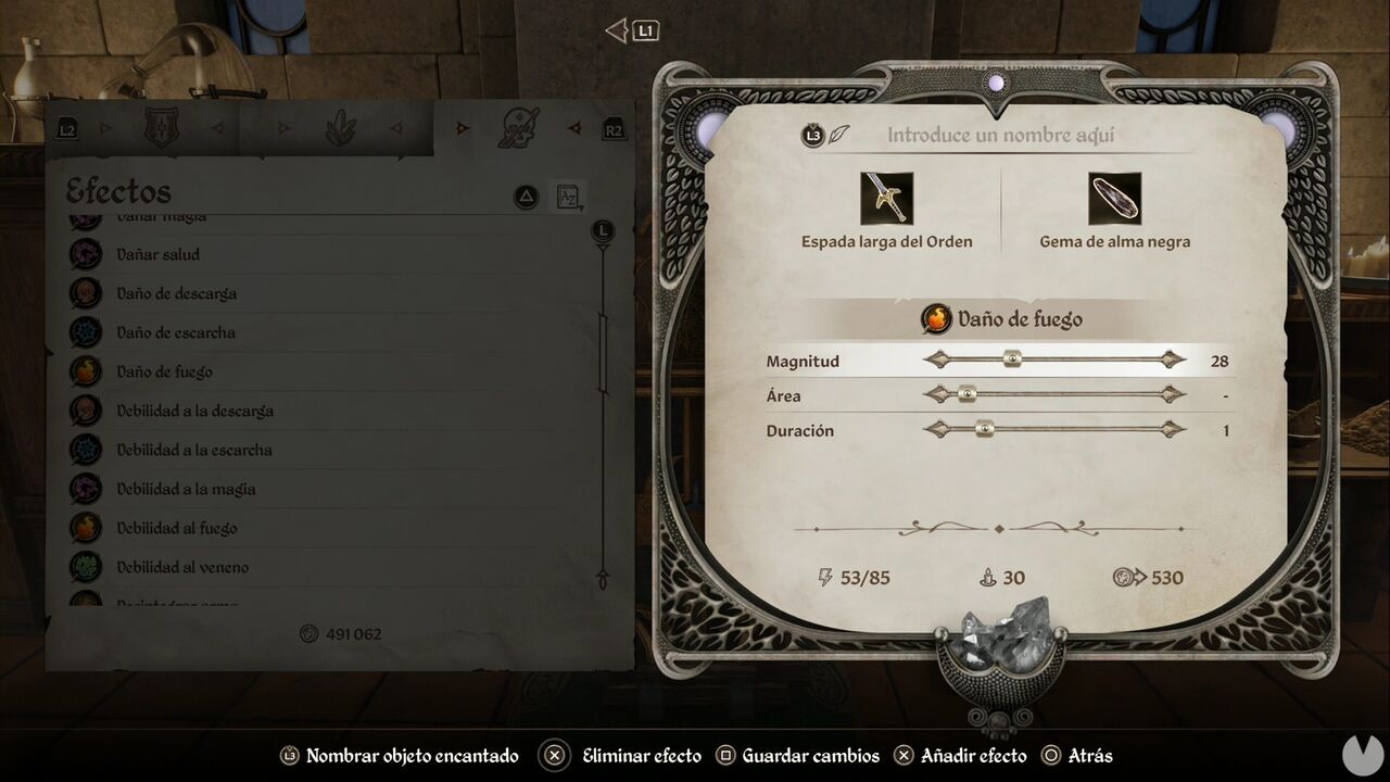 The Elder Scrolls IV: Oblivion Remastered - Cómo encantar armas y armaduras, menú de encantamientos de piezas de equipo
