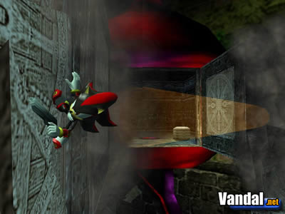 imagen de la jugabilidad de shadow the hedgehog con shadow corriendo por una pared