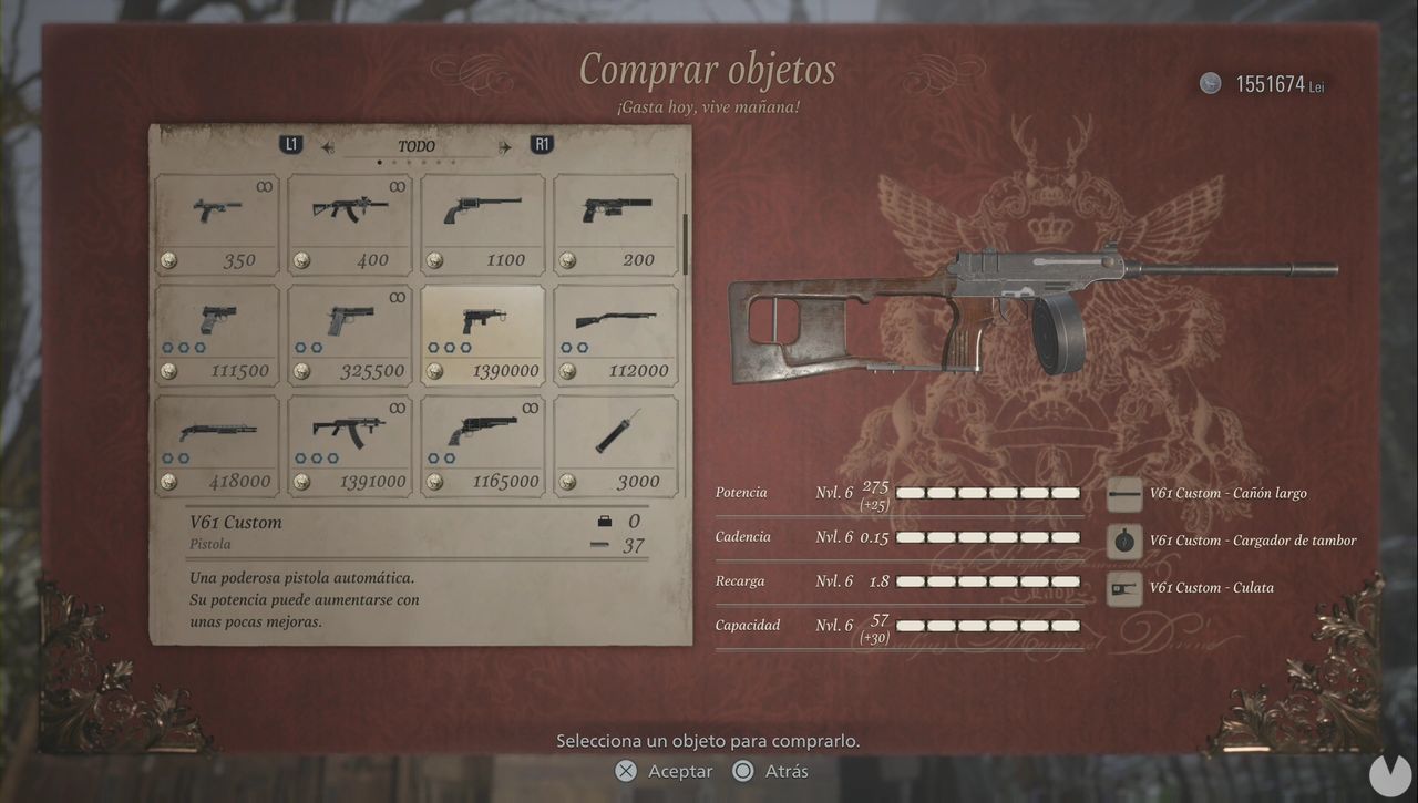 V61 Custom Resident Evil 8 Village: todas las armas y cómo conseguirlas