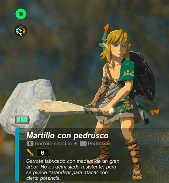 Zelda: Tears of the Kingdom - Mejores combinaciones de armas iniciales: Martillo con pedrusco