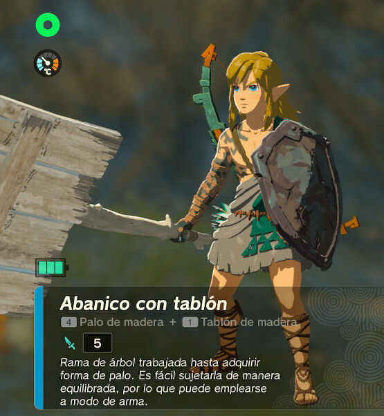 Zelda: Tears of the Kingdom - Mejores combinaciones de armas iniciales: Abanico con tablón