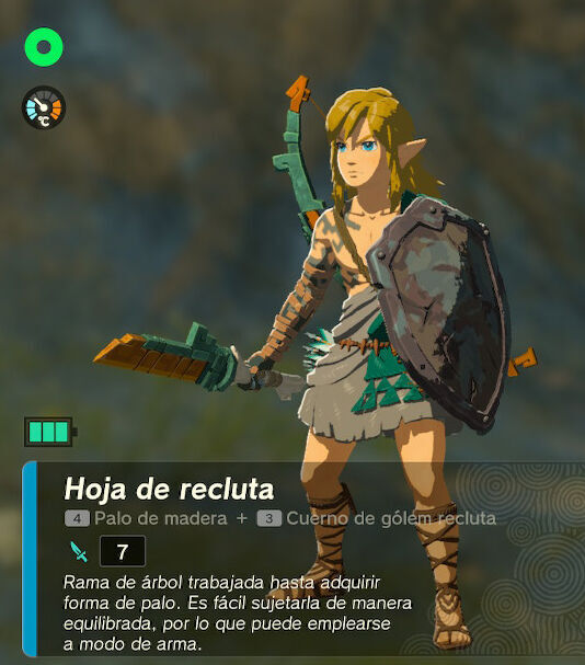 Zelda: Tears of the Kingdom - Mejores combinaciones de armas iniciales: Hoja de recluta