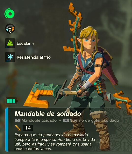 Zelda: Tears of the Kingdom - Mejores combinaciones de armas iniciales: Mandoble de soldado