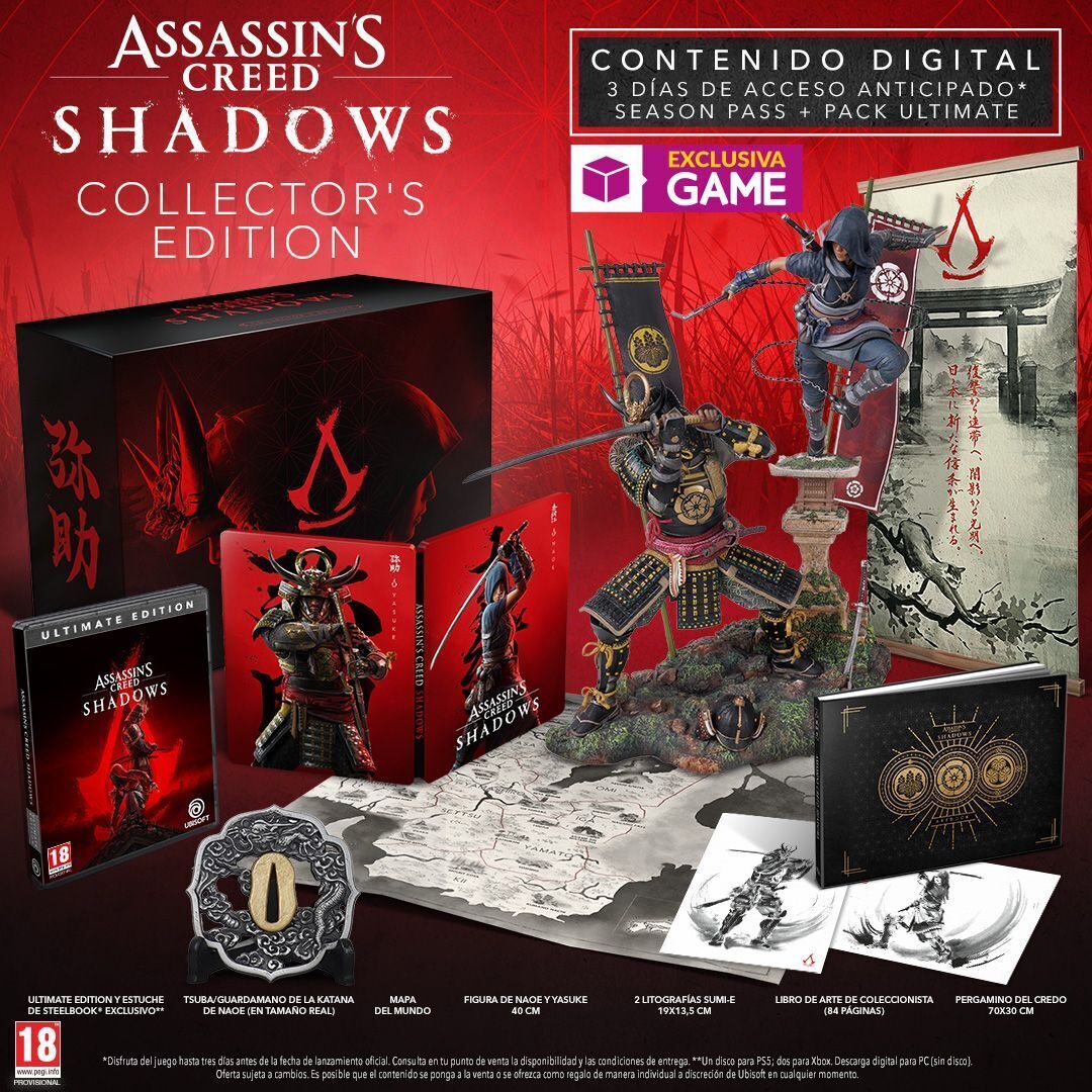 Assassin's Creed Shadows reserva en GAME con ediciones exclusivas para coleccionistas