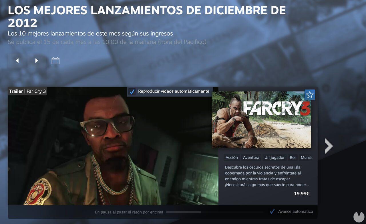 Steam pone más fácil repasar su historia: ahora puedes ver los más vendidos de cada mes desde 2004. Noticias en tiempo real