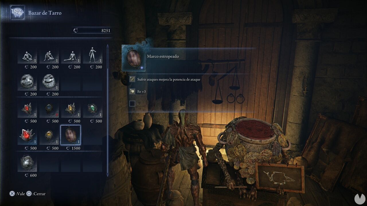 Elden Ring Nightreign - Renacida, marco estropeado en el Bazar de Tarro de la Mesa Redonda