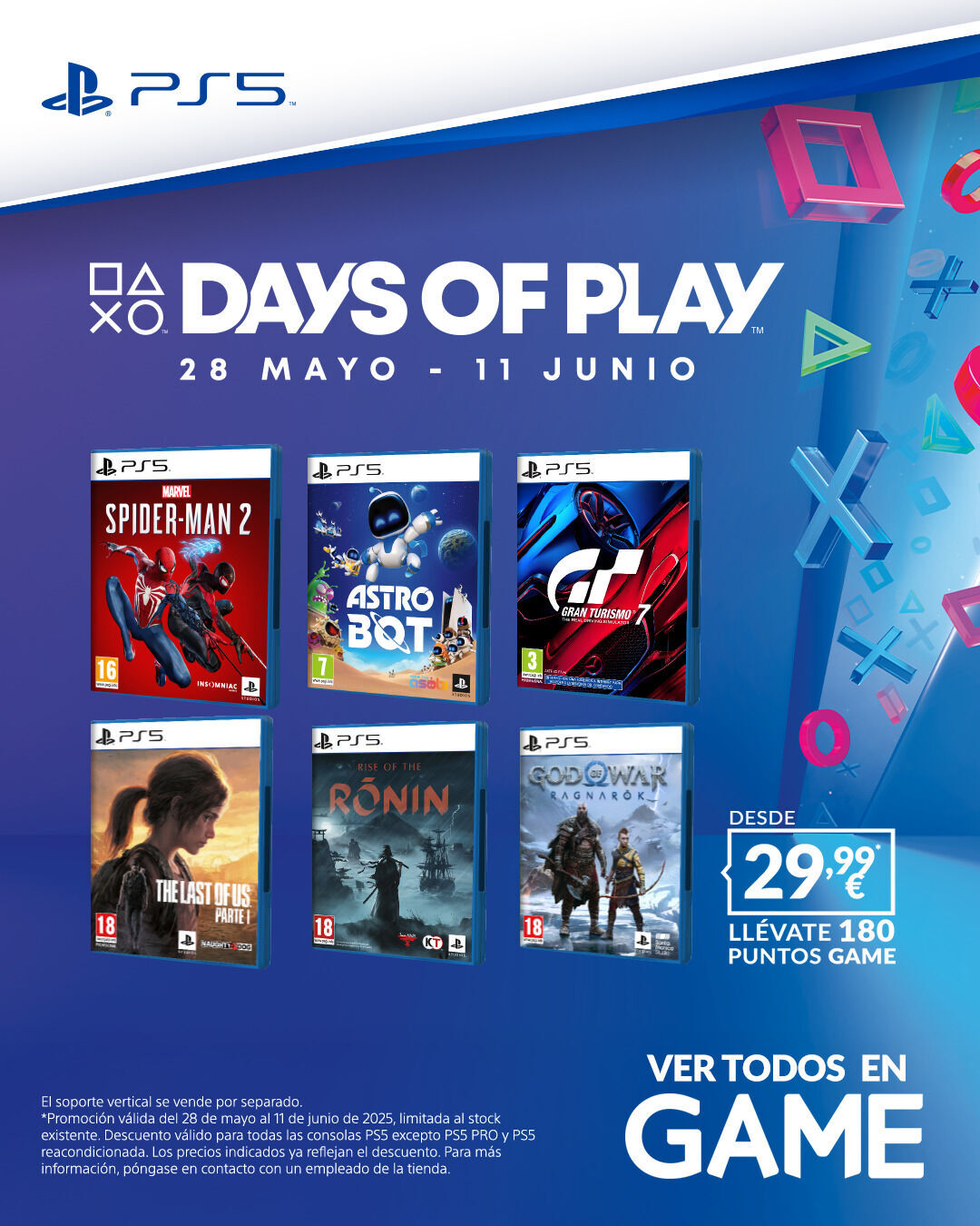Descubre las mejores promociones en consolas, juegos y accesorios de PlayStation en GAME con los Days of Play